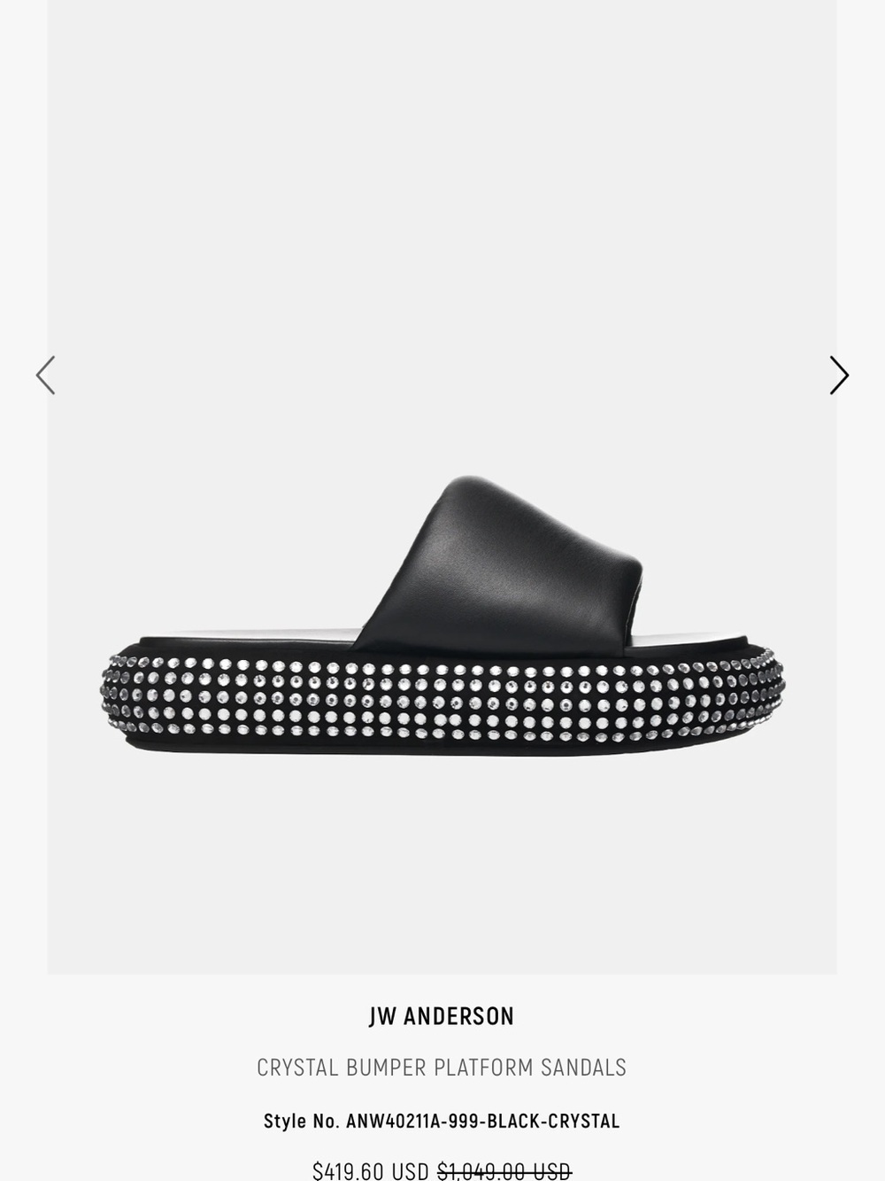 JW Anderson 100% Lambskin Crystal-Trim Slide Sandals